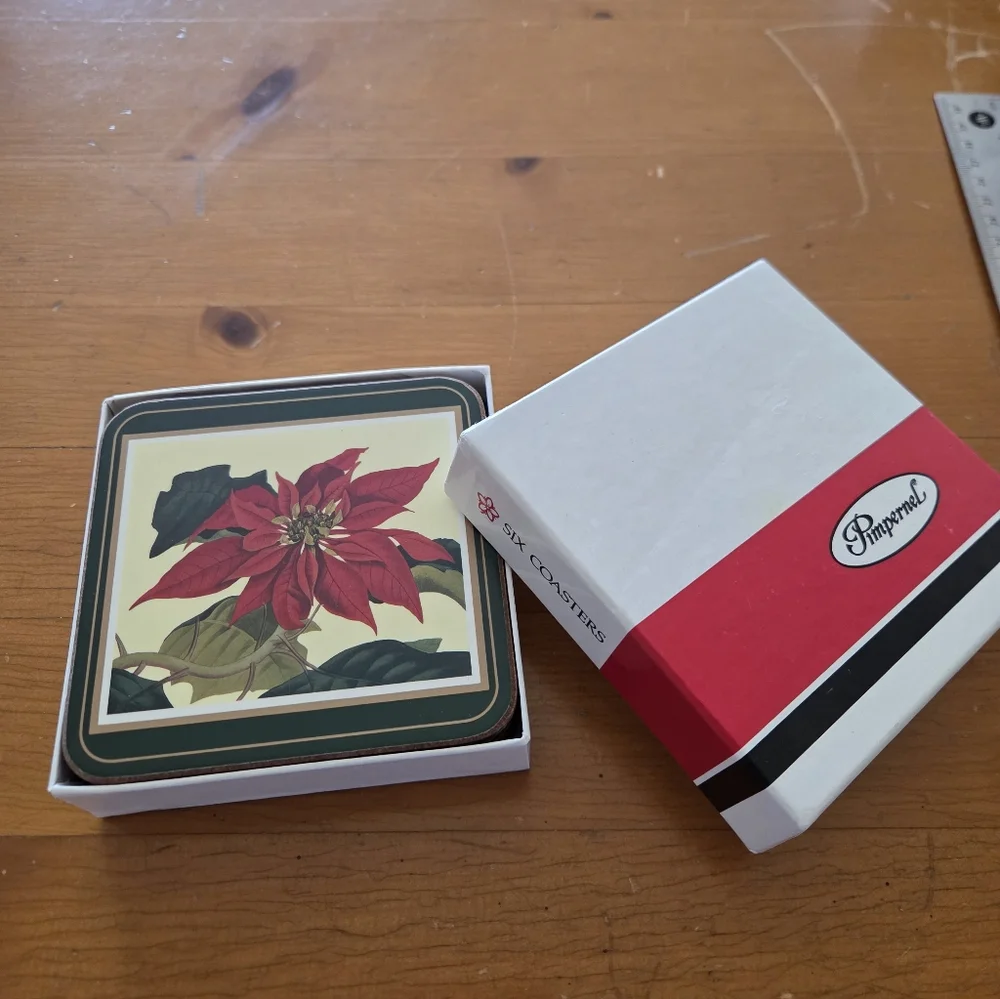 Pimpernel Poinsettia Coasters (6 In Box) Coasters Are In Excellent Condition